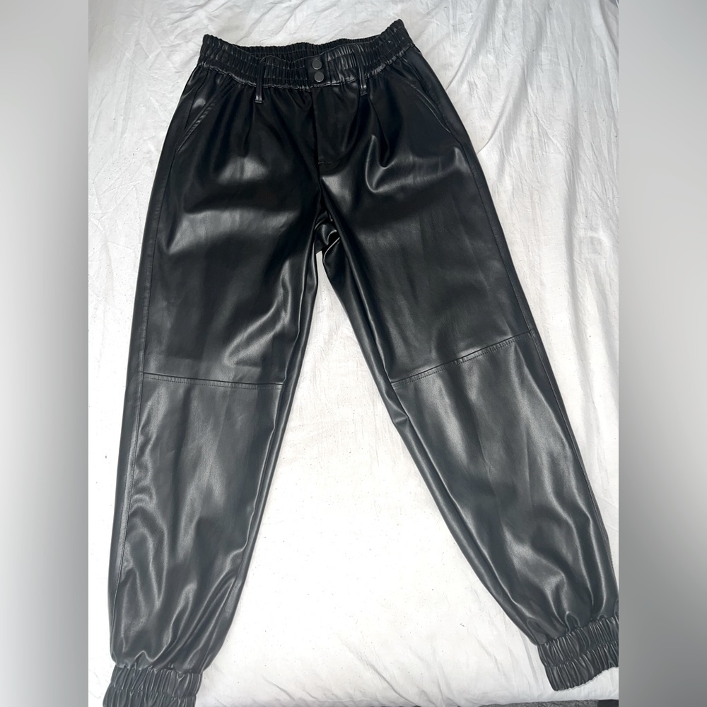 No Boundaries faux leather joggers size 3